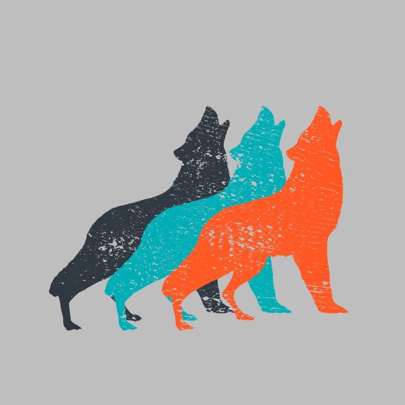 Loups hurlant Silhouette Wolfsrudel Used cadeau