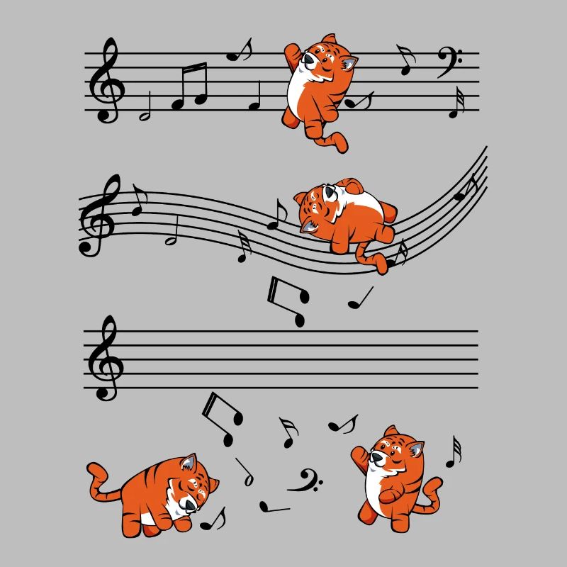 Musical Tiger Musical Notes Cute Gift