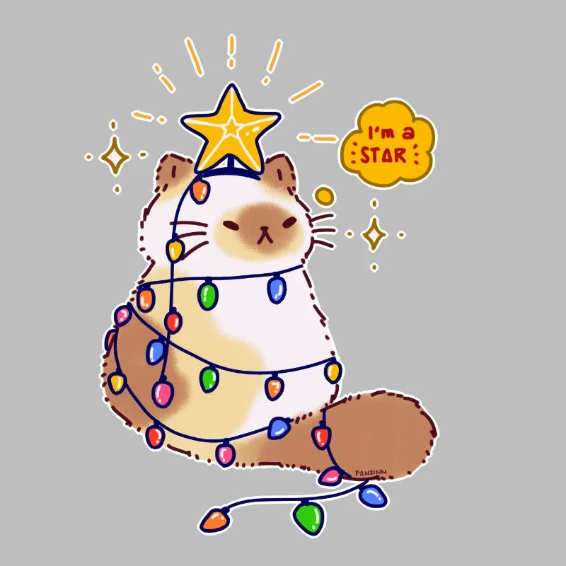 Cat String Light Star Christmas Tree Gift