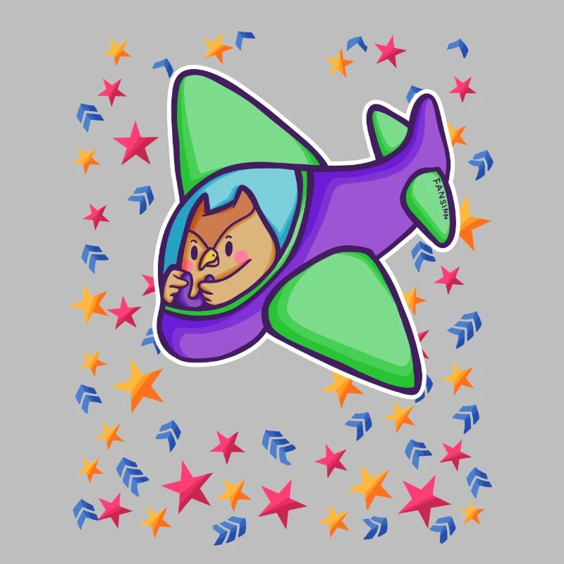 Owl Pilot Airplane Starry Sky