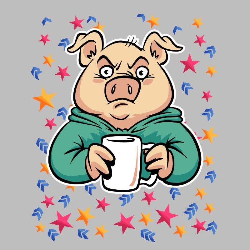 Pork drinks coffee