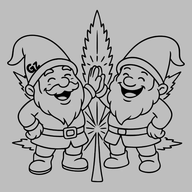 Zwergenfreunde mit Cannabisblatt
