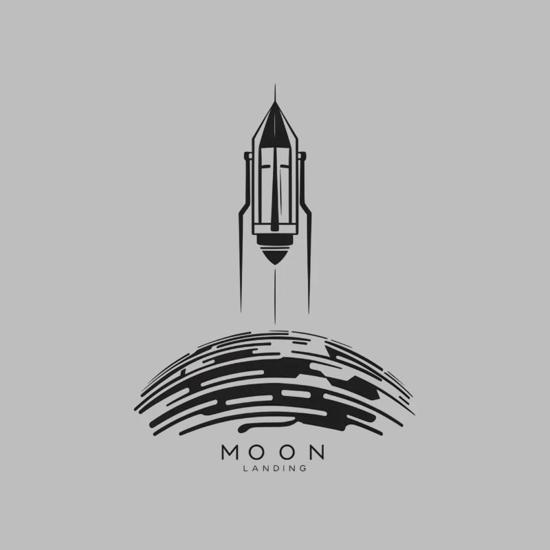 Moon landing: Rocket flight over lunar surface