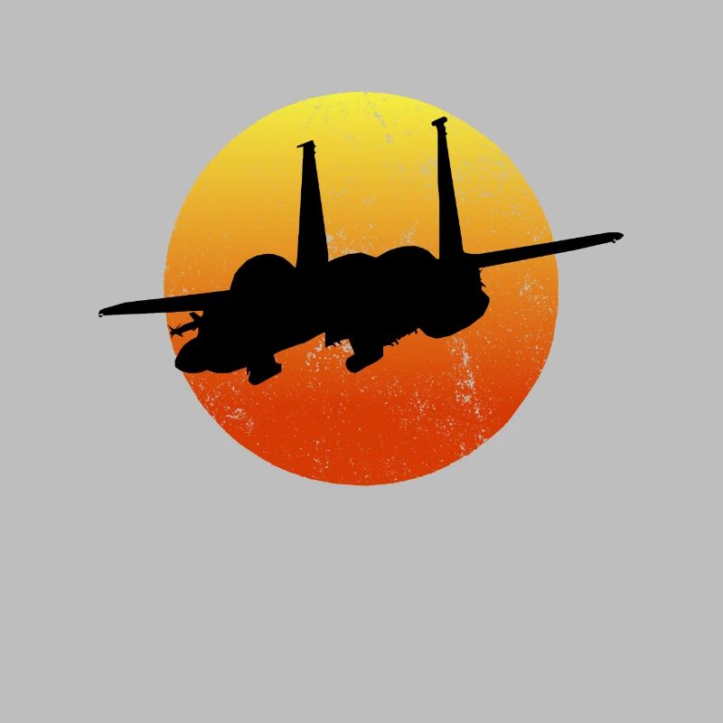 F15 Silhouette Eagle Retro Coucher de soleil Milit r