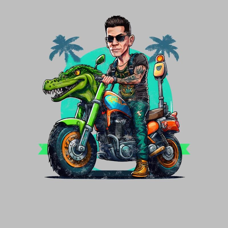 biker, crocodile motorcycle, Florida, distressed