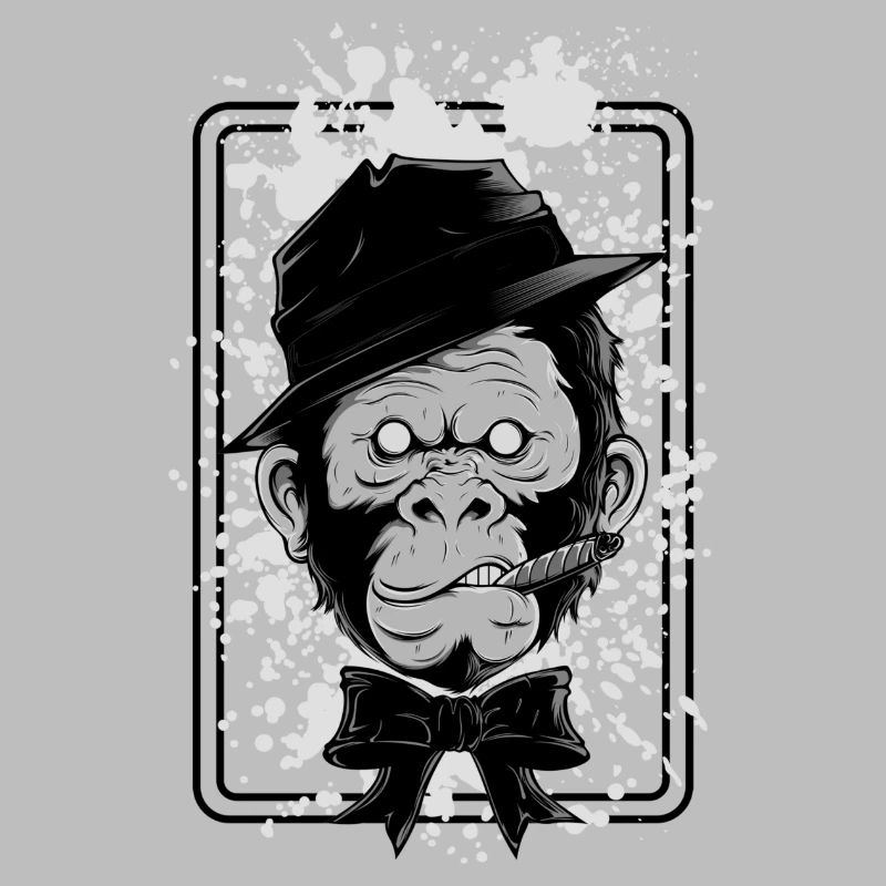 black and white monkey with cigar
