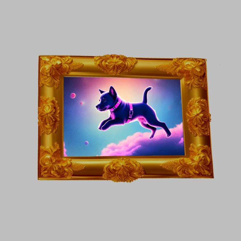 Flying Synthwave Space Puppy