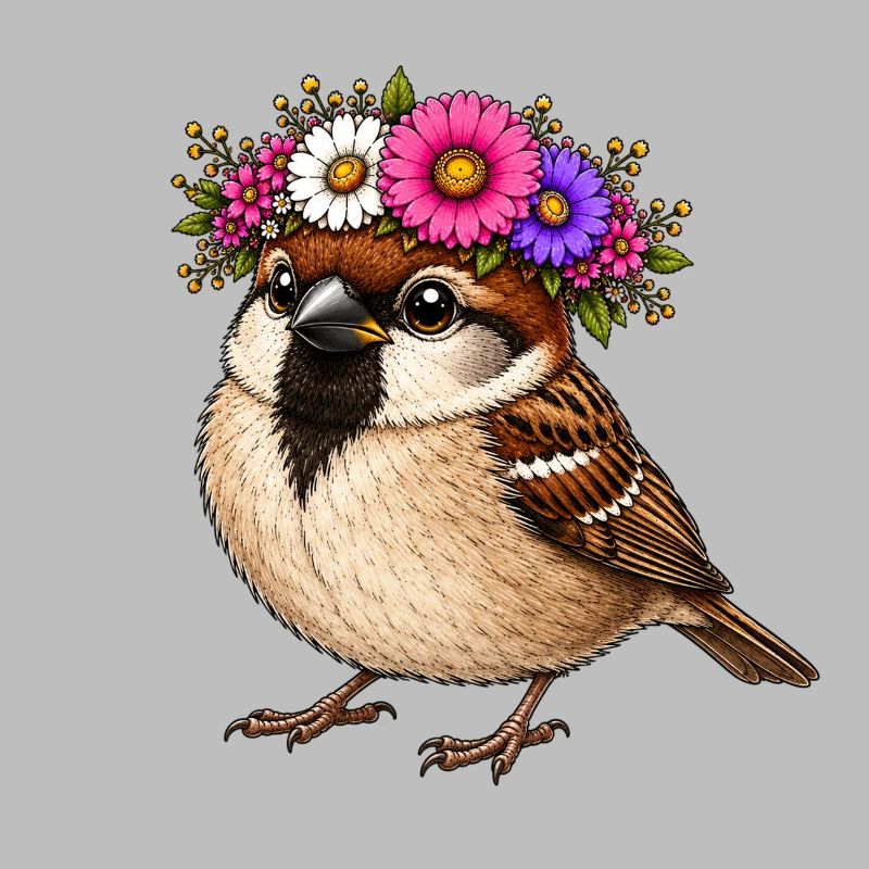 Oiseau décoré de fleurs