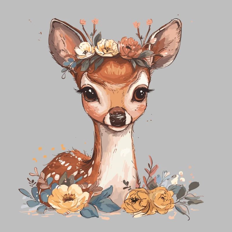 Faon doux avec des fleurs