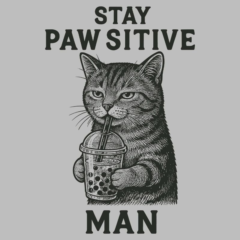 Coole Katze mit Bubble Tea - Stay Pawsitive