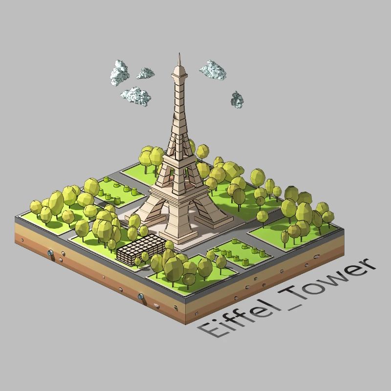 Geometric low poly Eiffel Tower