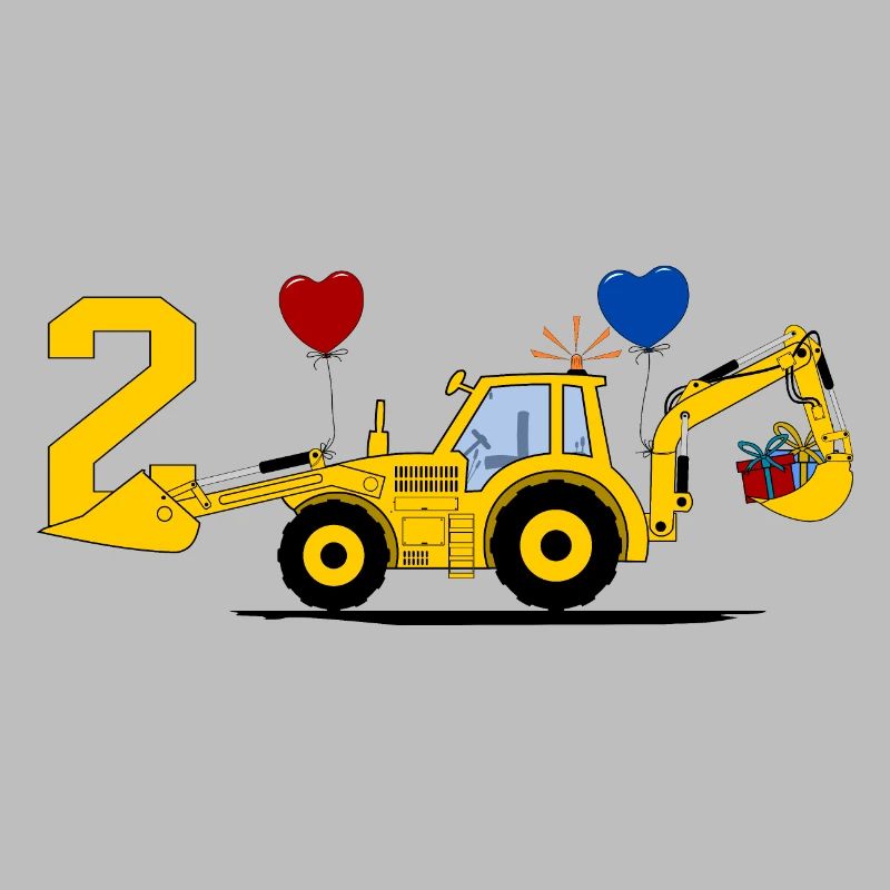 2. Geburtstag Bagger Traktor