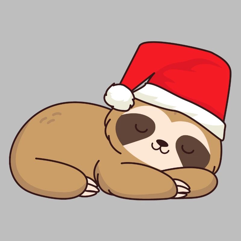 Sloth sleeping with Christmas hat Sloth