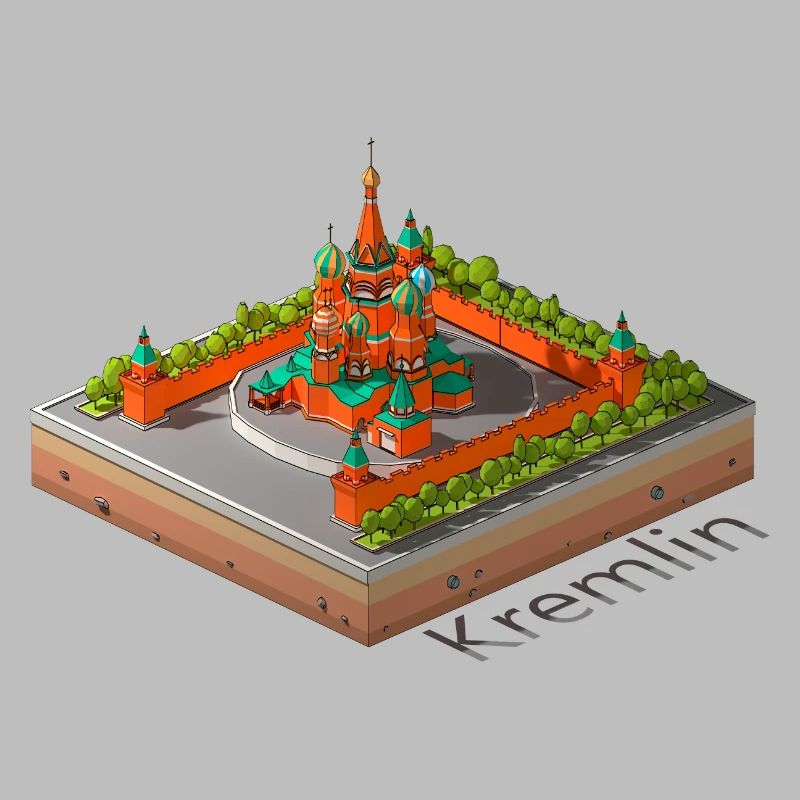 Low poly géométrique Le Kremlin