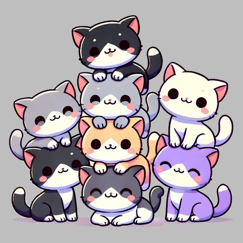 Cute Cats Stacked Together, Love Cats