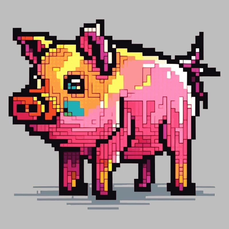 Pig in 8 bits and with pixels