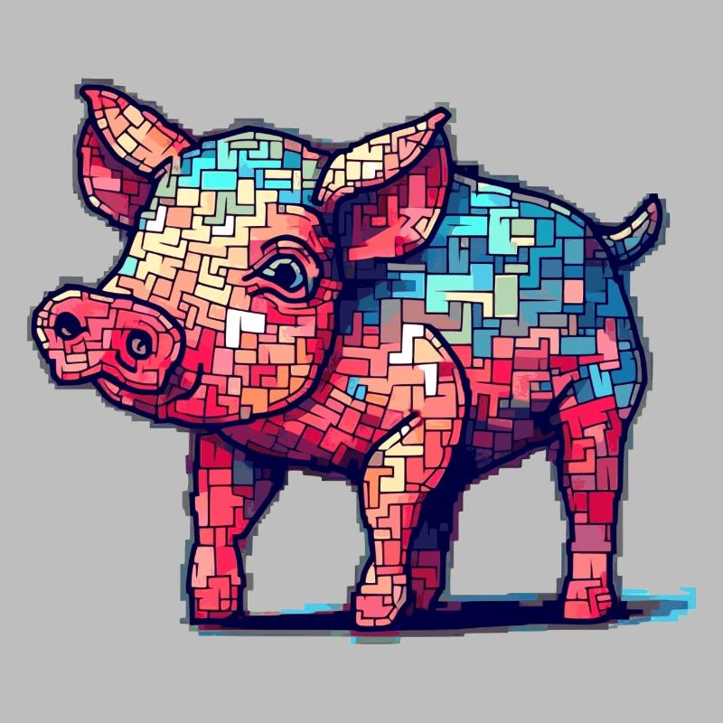 Mignon petit porcelet au look 8 bits
