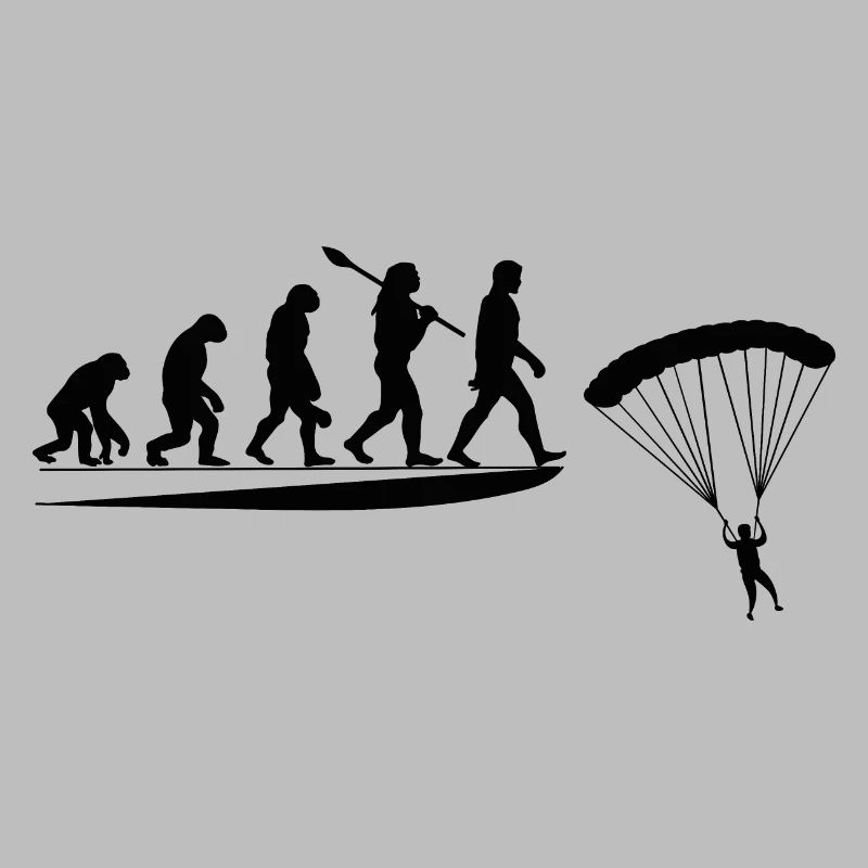 Fallschirm Evolution vom Affen zum Fallschirmspringer