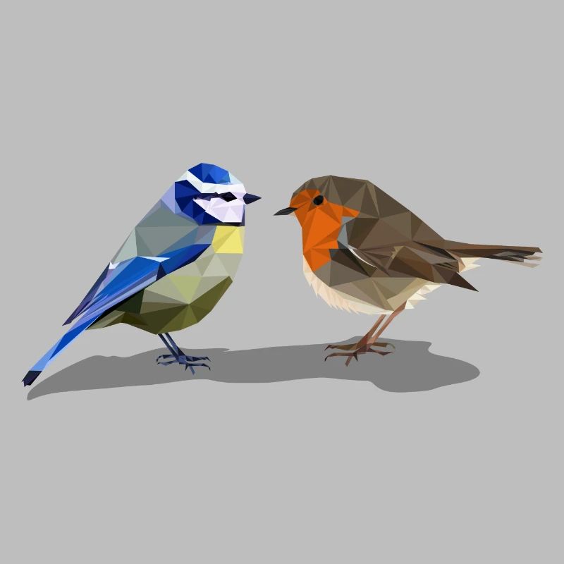 Blue robin polygon style native bird