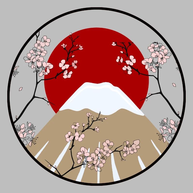 Mount Fuji with cherry blossom branches