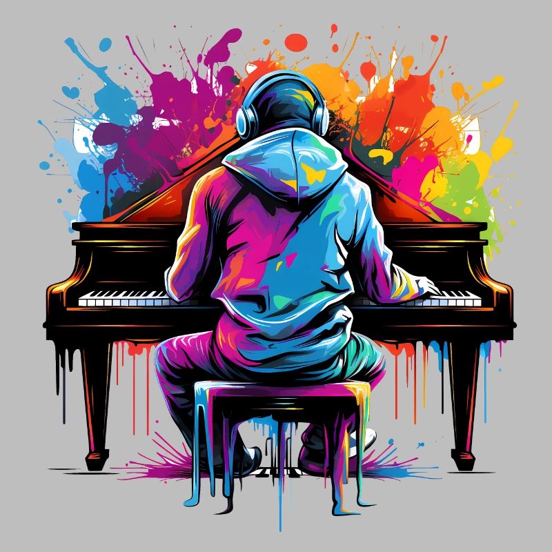 Claviériste avec casque style graffiti