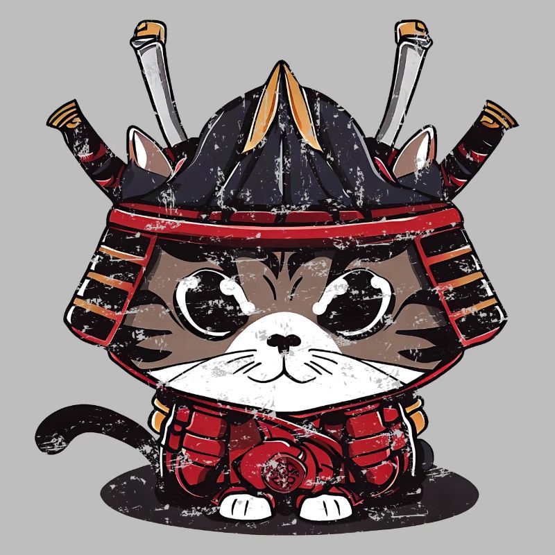 Cute samurai cat traditional clothes