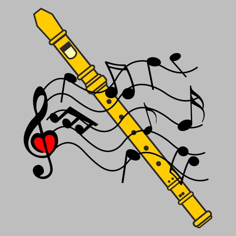 Flûte à bec avec notes de musique