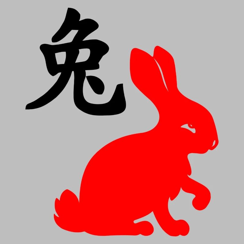 Chinese character rabbit with red rabbit