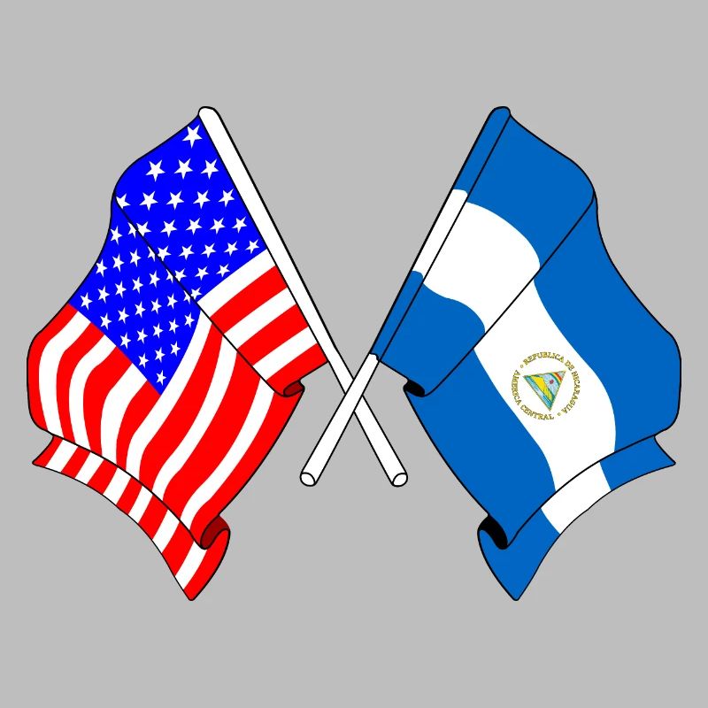 Drapeau des États-Unis et drapeau du Nicaragua