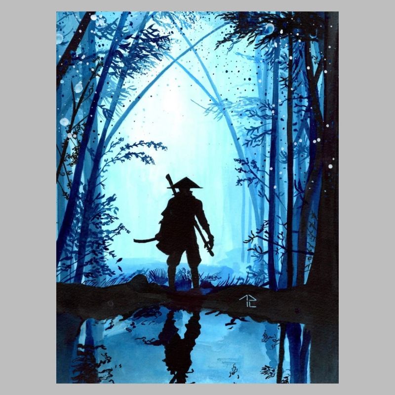 Samurai Warrior Woods Blue