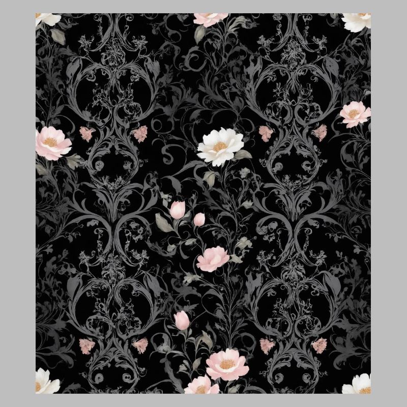 Floral pattern on black background