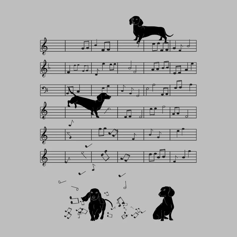 Notes de musique de chien teckel
