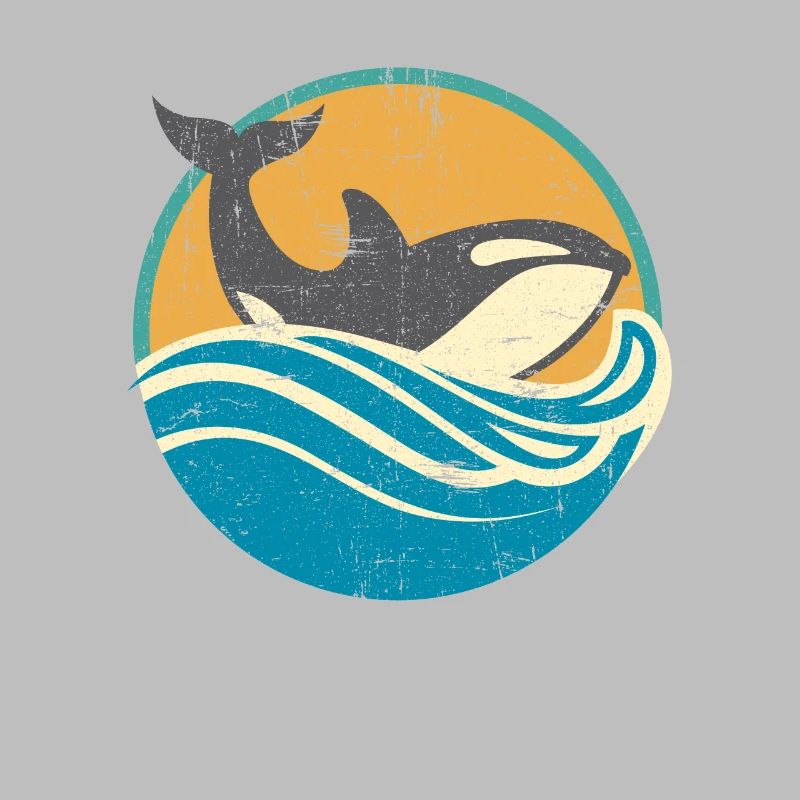 Retro Distressed Killer Whale Design for Orca