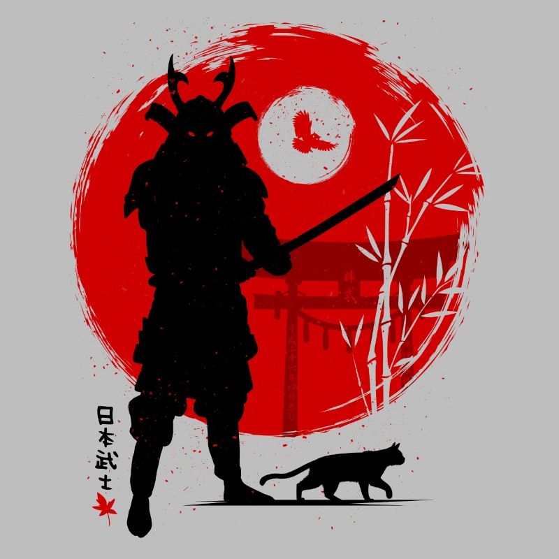 Samurai mit seiner Katze