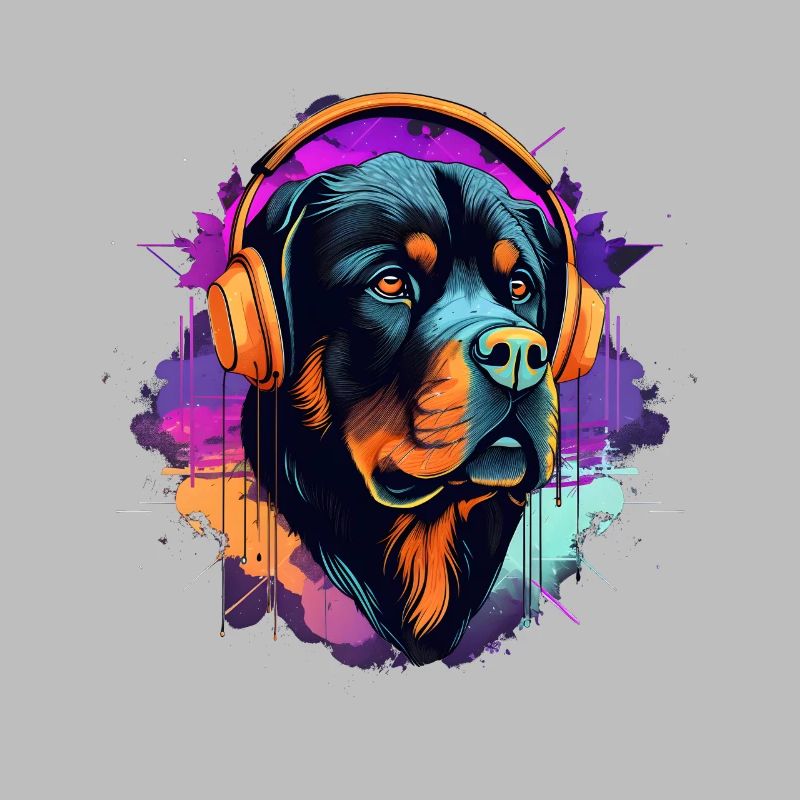 Rottweiler in Synth Wave Style