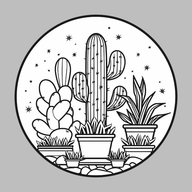 Dessin de cactus et succulentes