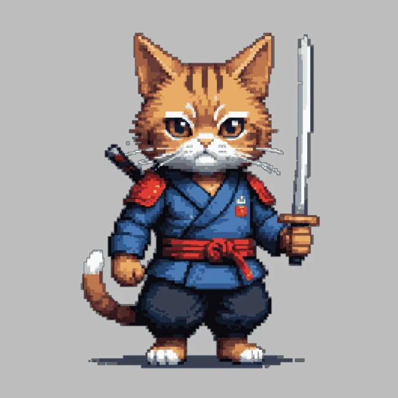 Samurai-Katze Pixelkunst