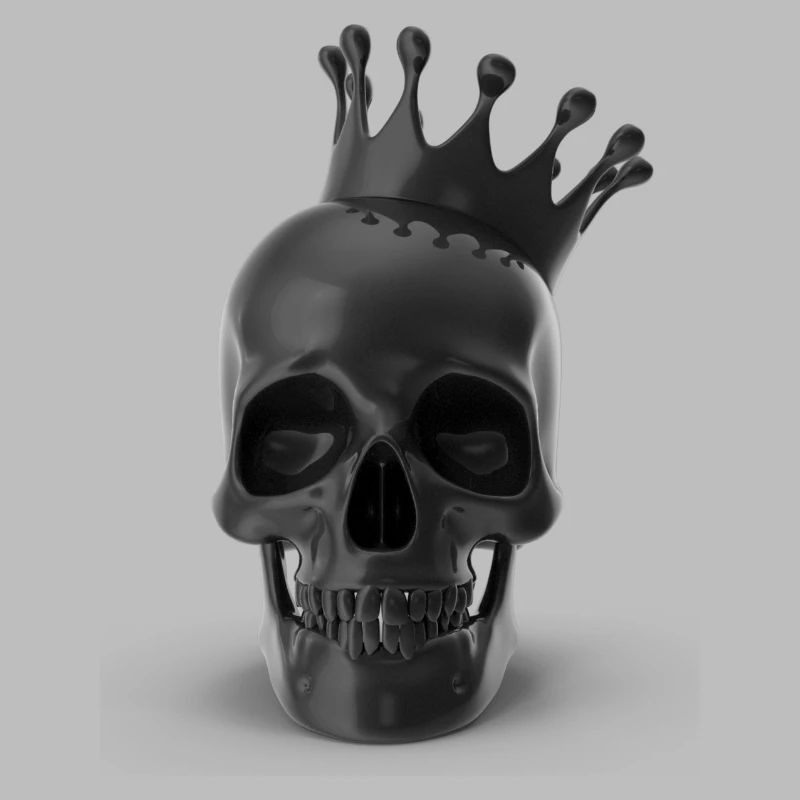 Black Skull with Crown 3D