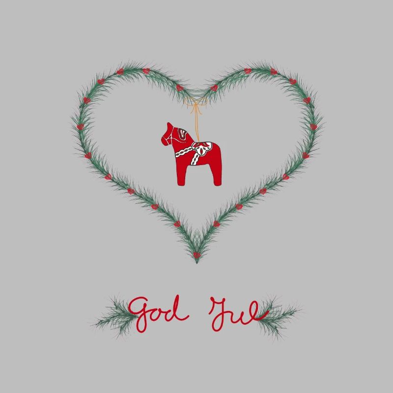 coeur de Noël rouge/vert avec cheval Dala