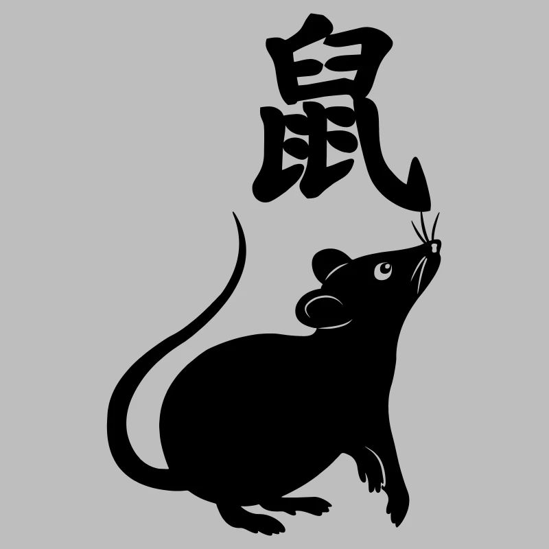 Caractère chinois rat avec image de rat