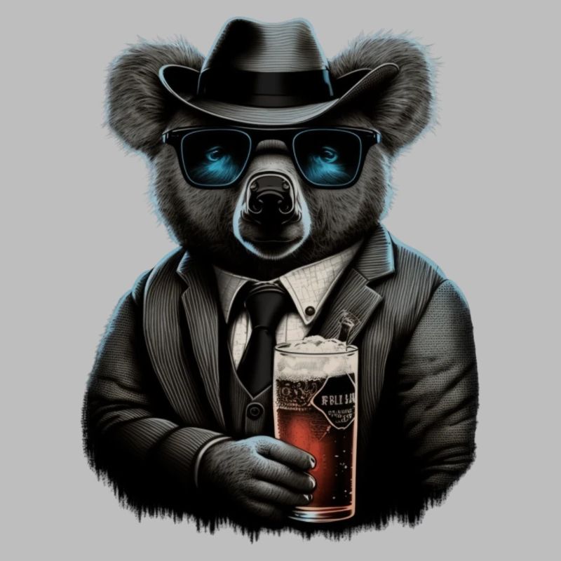 Koala cool dans un costume avec de la bière