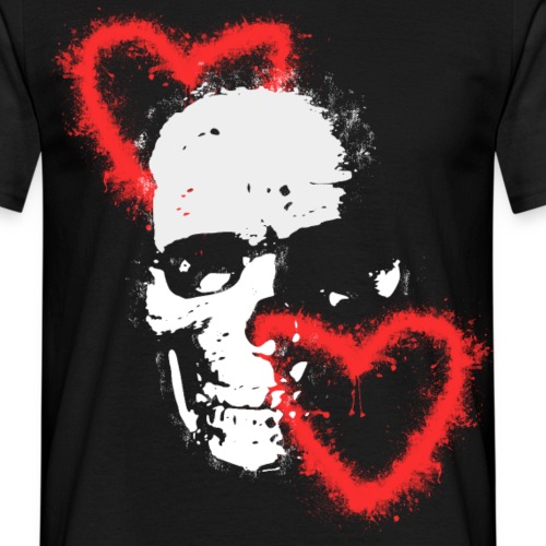 Totenschädel Herzen Liebe Geschenk Ideen - Männer T-Shirt
