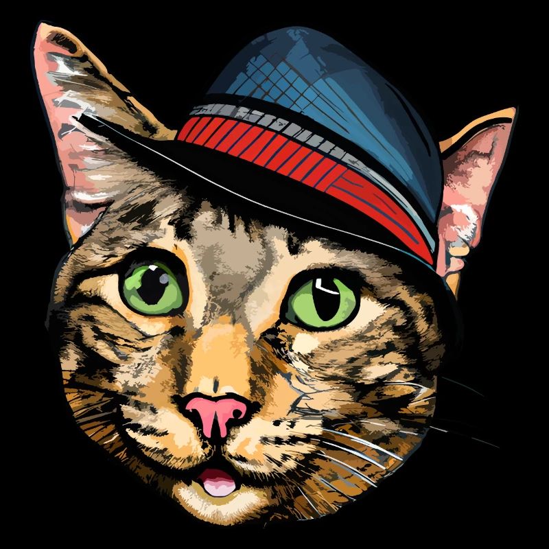 Coole Illustration einer Katze mit Hut