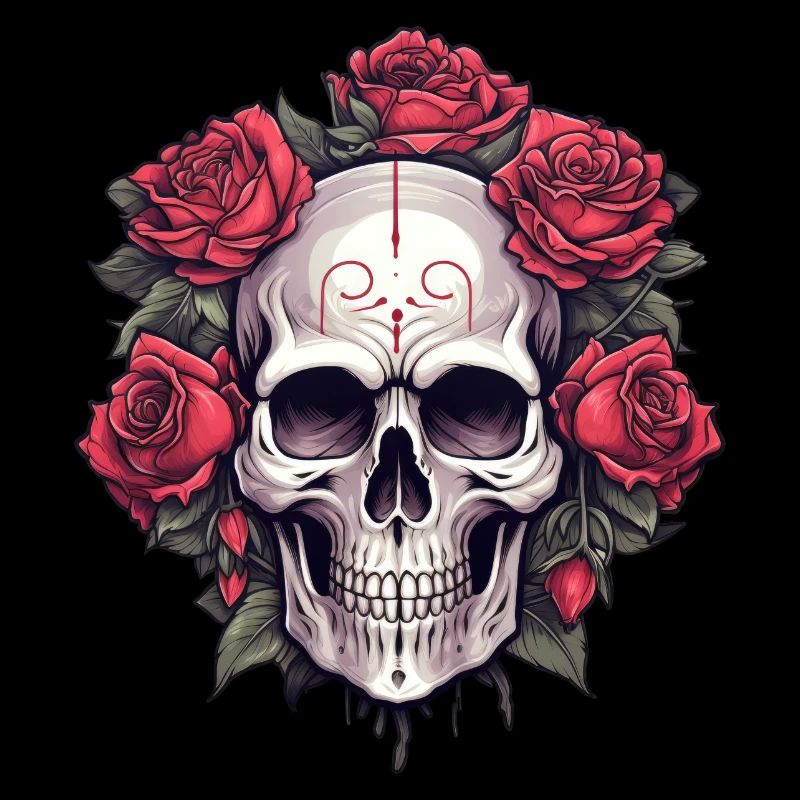 Crâne gothique et Roses Art graphique
