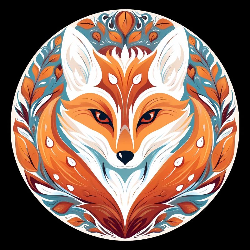 Illustration de renard dans un design de feuille élégant