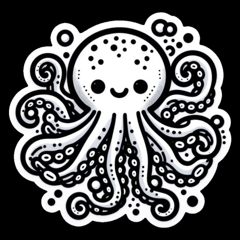 Krake Octopus weiß Sticker