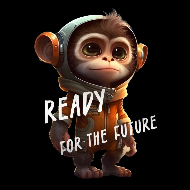 A Cute Cartoon Monkey Ready for the Future