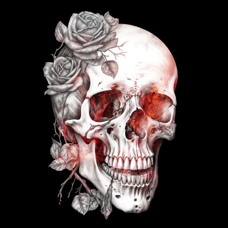 Flaming Skull & Rose