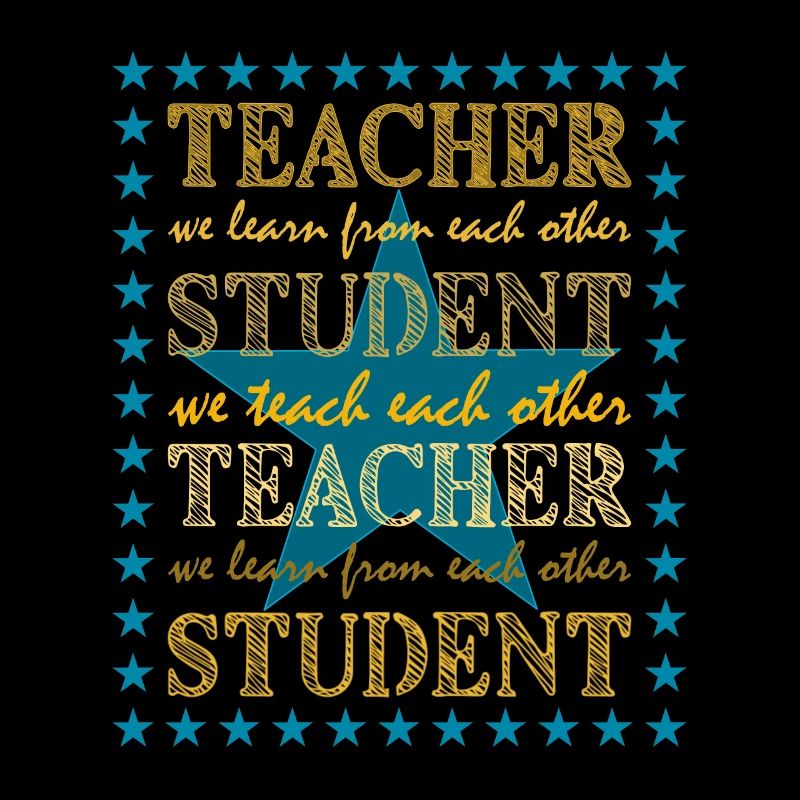 Teacher Student We Teach We Learn Gold Text Star
