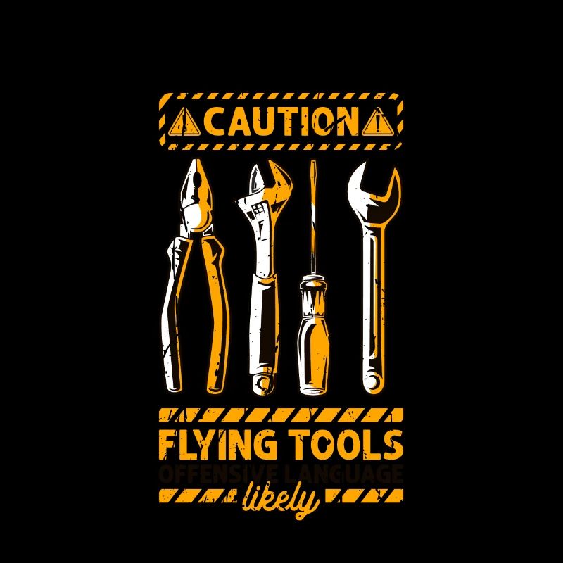 HVAC Tech Caution Flugwerkzeuge beleidigende Sprache
